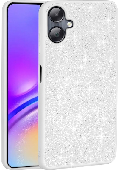 Zore Galaxy Uyumlu A06 Kılıf Parlak Taşlı Tasarım Ata Pırlanta Kapak - Beyaz Beyaz
