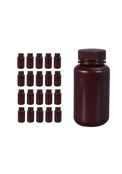 Borox HDPE Amber Plastik Şişe 250ml - Vida Kapaklı - 20 Adet