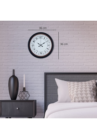 Siyah Motifli 36 Cm Duvar Saati Çok Renkli