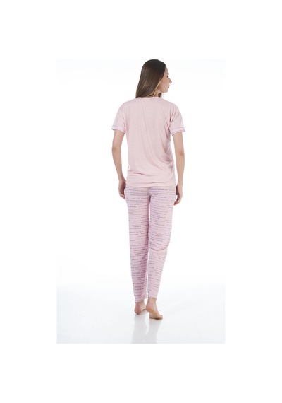 Estiva 22120 Kadın Yazı Desenli Kısa Kollu Viskon Pijama Takımı 001