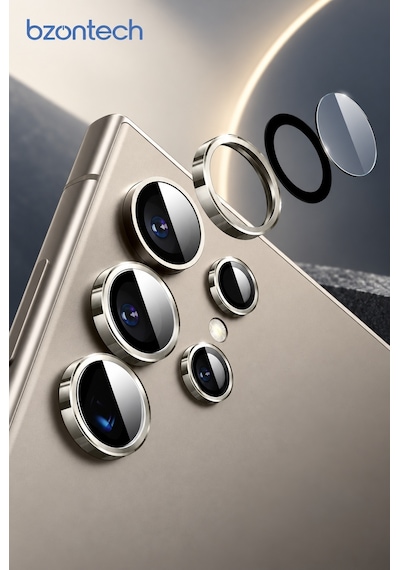 Samsung Galaxy S24 Ultra Uyumlu Kamera Koruyucu Titanyum Gri