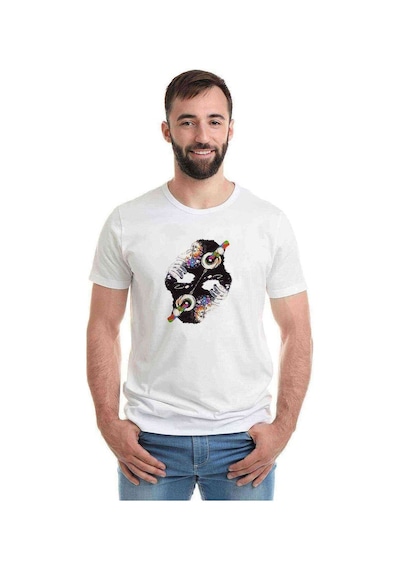 Dj Monkey Baskılı Beyaz Erkek Tshirt