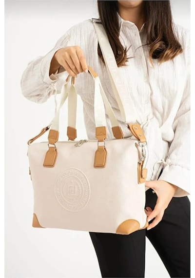 Just Polo Kadın Yeni Sezon Büyük Boy Lüks El Ve Omuz Çantası Shoulder Bag Ebat: 33 X 40 Cm Krem - Taba