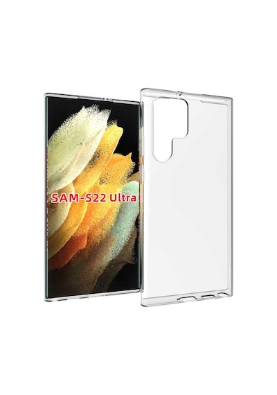 Samsung Uyumlu Galaxy S22 Ultra Kılıf Şeffaf Silikon Hibrit Case Kapak Renksiz