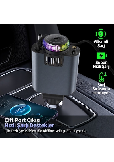 5in1 Araç Çakmaklığı Pd Hızlı Araç Şarj Cihazı Kendinden Kablolu Rgb Yıldız Işık Saçan Araç Kokusu Aroma Difüzör Özellikli + 3 Adet Esans Hediyeli 45w Black 5in1 Araç Çakmaklığı Pd Hızlı Araç Şarj Cihazı Kendinden Kablolu Rgb Yıldız Işık Saçan Araç Kokusu Aroma Difüzör Özellikli + 3 Adet Esans Hediyeli 45w Black