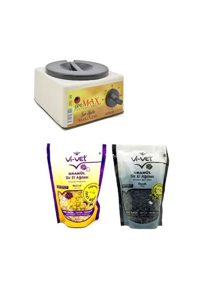 Ege Sir Dpr Max Ağda Makinesi + Vi-Vet Naturel Granül İnci Ağda 250 G + Siyah Granül İnci Ağda 250 G