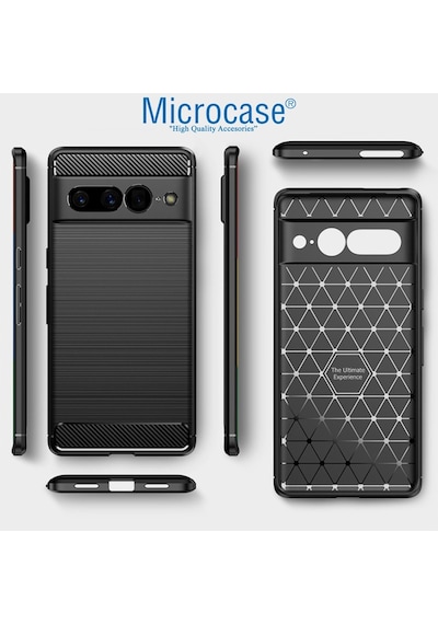 Google Pixel 7 Pro Brushed Carbonfiber Silikon Kılıf-Siyah Al3332