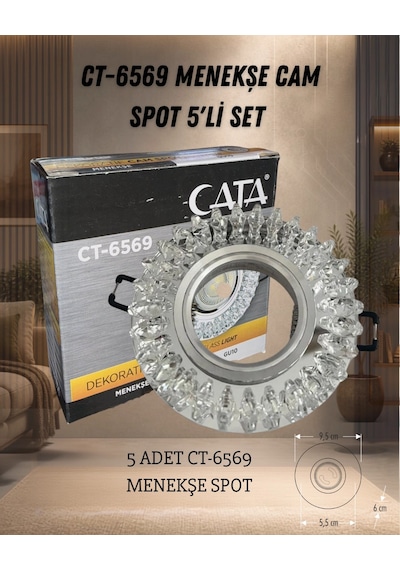 Cata Menekşe Spot Set 5 Adet Ct-6569 +5 Adet Ct-4215 Beyaz +5 Adet Ct-9263 Duy Krom