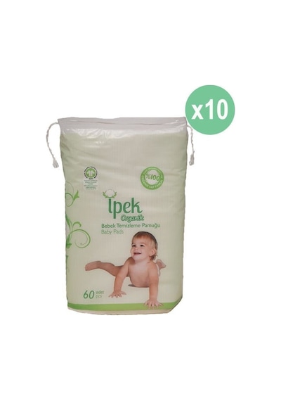 İpek Ipek Organik Bebek Temizleme Pamuğu 60'lı, 10'lu Paket