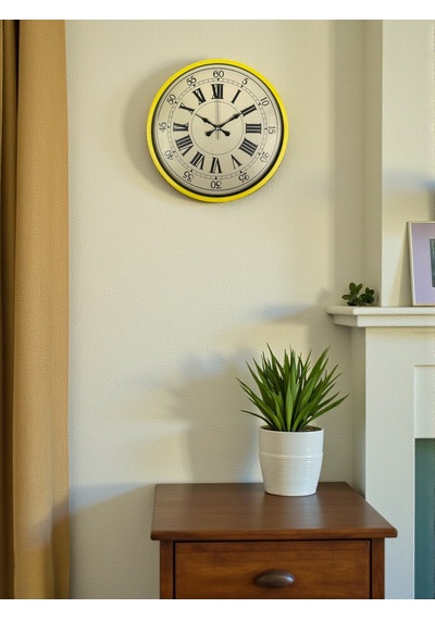 Zentime 36 Cm Sarı Dekoratif Duvar Saati çok Renkli