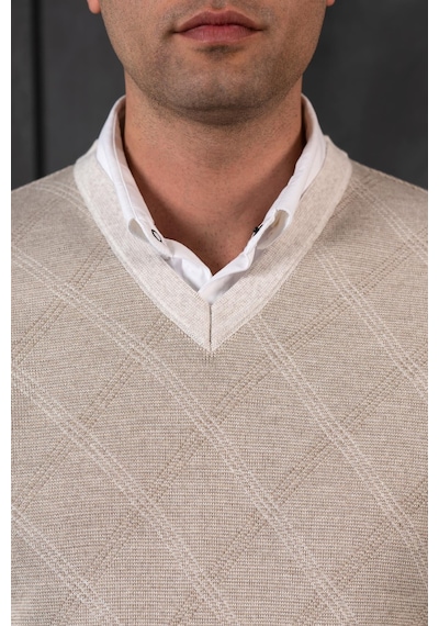 Woolen World Yünlü V Yaka Erkek Triko Kazak 001
