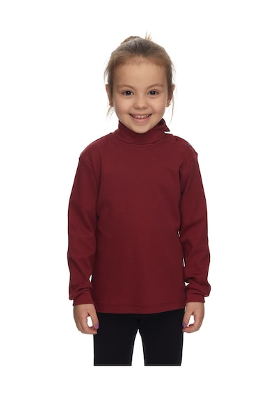Lovetti Bordo Kız Çocuk Tam Balıkçı Uzun Kol Çıtçıtlı Tişört Bordo