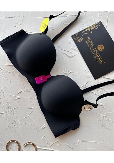 Violet Dikişsiz Lazer Kesim Double Push-up Balensiz İz Belli Etme Siyah