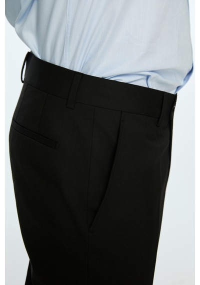 Morven Erkek Siyah Poliviskon Basic Düz Slim Fit Pantolon 26mc003025001 Siyah