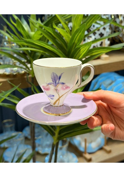 6 Kişilik Flora Kahve Fincan Takımı -5498 Mor