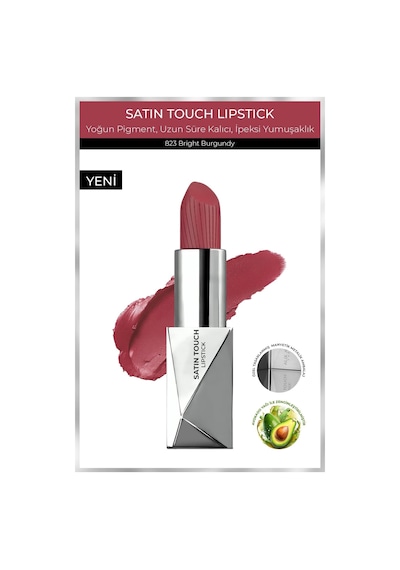 Alix Avien Uzun Süre Kalıcı Nemlendirici Pürüzsüz Etkili Yarı Mat Ruj Satin Touch Lipstick 823 Bright Burgundy
