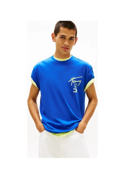 Tommy Jeans Erkek Tişört-dm0dm22553 Mavi