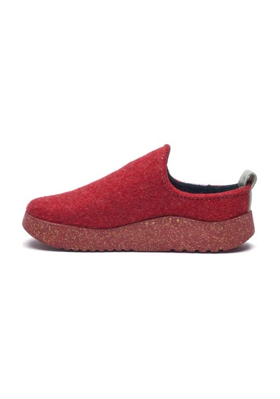 Comfortfusse Olwen-w - Kadın Ortopedik Yün Keçe Ev Ayakkabısı Kırmızı Yün