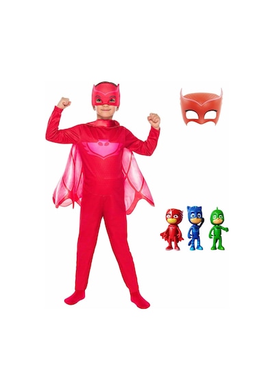 Sedirli Pj Mask Pija Maskeliler 3'Lü Mini Figür Oyuncak Ve Baykuş Kostüm Çok Renkli
