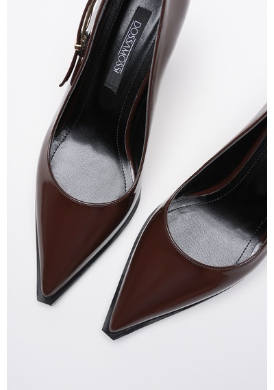 Alewomen Poni Kahve Rugan 10 Cm Topuklu Kadın Stiletto Kahverengi