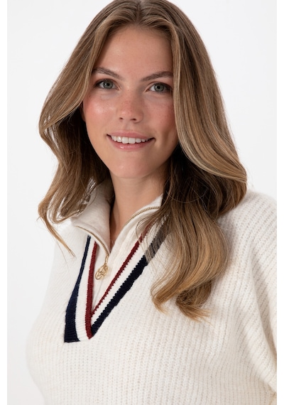 U.S. Polo Assn. Kadın Beyaz V Yaka Fermuarlı Kazak 50309564-VR256 U.S. Polo Assn. Kadın Beyaz V Yaka Fermuarlı Kazak 50309564-VR256