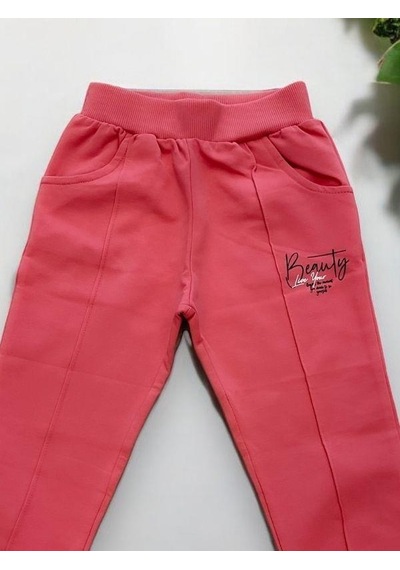 Kız Çocuk Pamuklu Beli Paçası Lastikli Eşofman Alt-15145 Pembe