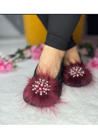 Bena Babet Siyah Babet Bordo Tüy Pırlanta
