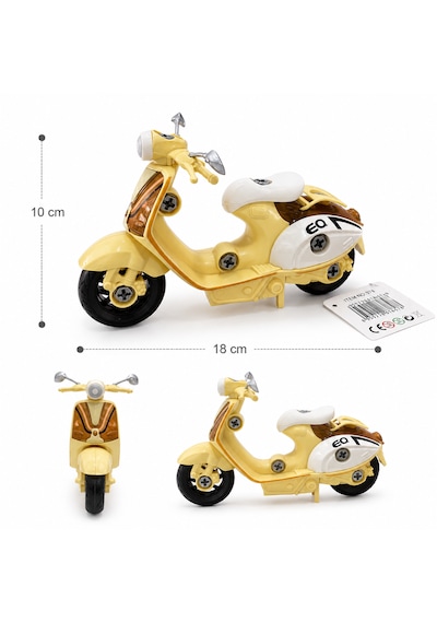 18 Cm Vespa Görünümlü Oyuncak Scooter Krem