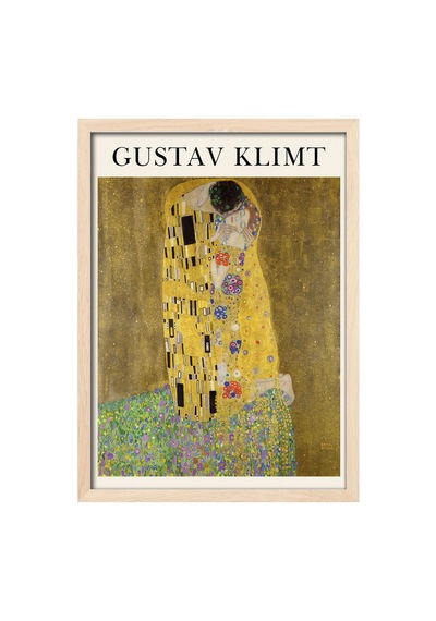 Gustav Klimt Doğal Ahşap Çerçeveli Poster, Dekoratif Sanatsal Duvar Tablosu