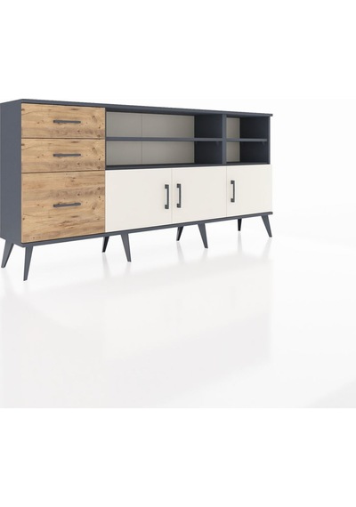 Arges Konsol 4 Raflı 3 Çekmeceli 3 Kapaklı 176x30x83 Antrasit-aytaşı/çam Aytaşı/çam Arges Konsol 4 Raflı 3 Çekmeceli 3 Kapaklı 176x30x83 Antrasit-aytaşı/çam Aytaşı/çam