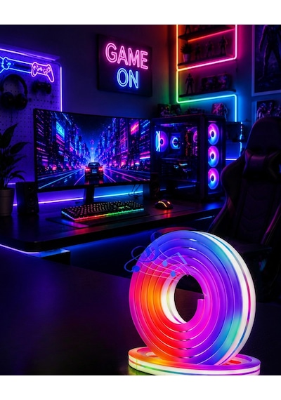 Uygulama Kontrollü Rgb Neon Led Şerit Işık 16 Milyon Renk Destekli .