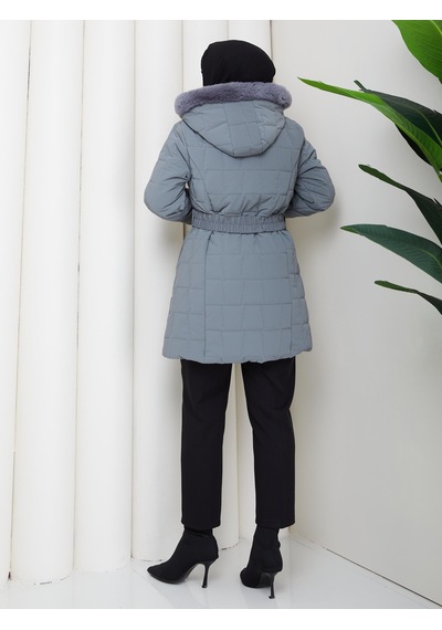 Eslemnur Nova Kumaş Şişme Mont 85cm Füme