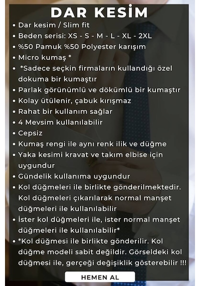 Dicotto İndigo Dar Kesim Micro Kumaş Kol Düğmeli Slim Fit Erkek Gömlek - 201-5 001