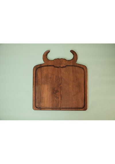 Fam Wood Art %100 Doğal Çam Steak Tahtası Hamburger Tabağı Kahverengi