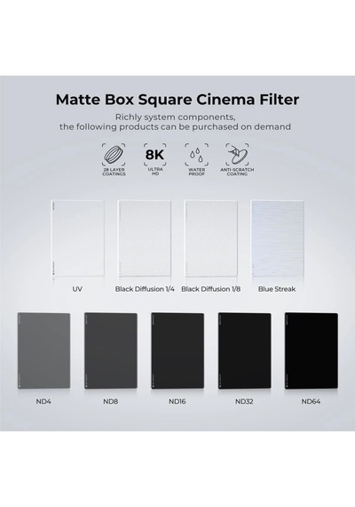 K&f Nano-x Black Mist 1/8 4x5.65 Filtre Tilta Ve Smallrig Ve Diğer Matbox İle Uyumlu 4mm Hd Optik C