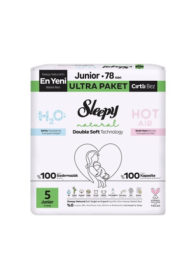 Sleepy Natural Double Soft Ultra Bebek Bezi Junior 78 Adet Hassas Ciltler İçin 3'li Ekonomik Pa Tarı Diğer