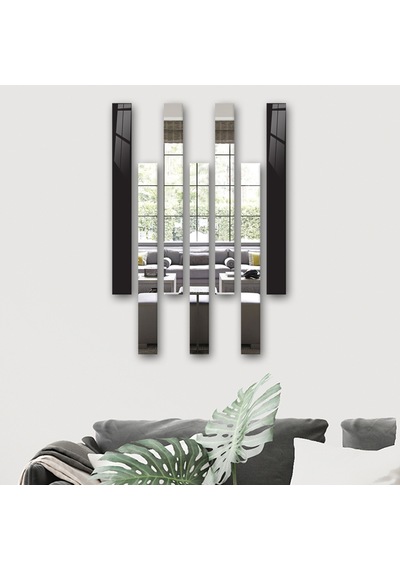 Decorita Dekor Camı Düz Renk Siyah Cam ve Ayna 7'li Takım Siyah
