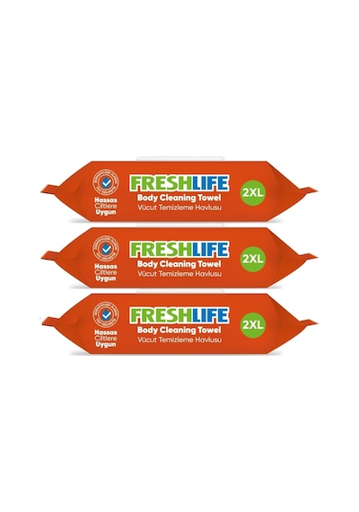 Freshlife Hasta Vücut Temizleme Islak Mendil Havlu 50 Yaprak XL 3'lü Set