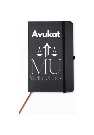 Avukatlara Özel İsim Yazılı Tasarımlı Defter Siyah