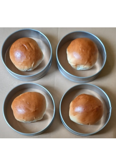 Renuzu Ponçik Ekmek & Hamburger Ekmek Kalıbı 6 Lı Genişlik 8,5cm Derinlik 3,5cm Paslanmaz Krom 304 Metal
