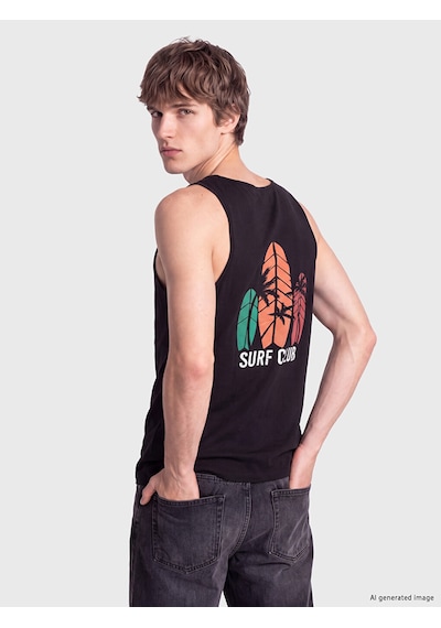 Lcw Swımwear Siyah Baskılı Erkek Kolsuz Tişört