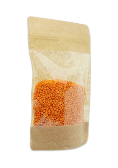 13X22.5X7 Kraft Geniş Pencereli Kilitli Doypack 50 Adet