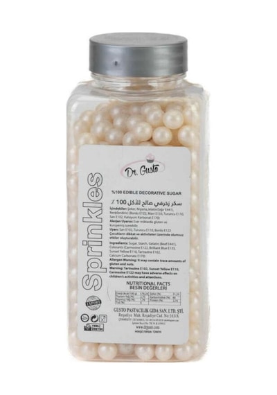 8 Mm İnci Beyazı Yenilebilir Boncuk Şeker 250 G Pasta & Tatlı Dekoru