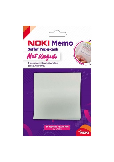 Yapışkanlı Not Kağıdı Memo 50 Yp 75x75 Şeffaf 12300