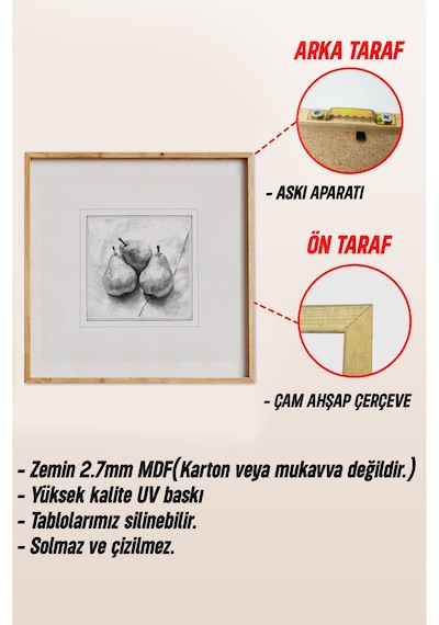 Ahşap Çerçeveli Mdf Kare Tek Tablo Kendi Tablo Setinizi Oluşturacağınız Liste Mutfak03 42 X 42 Çerçeveli Tx1098