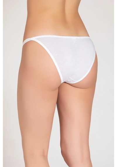 Tutku 12' Li Kadın Çift Biyeli Önü Tüllü Bikini Külot Beyaz