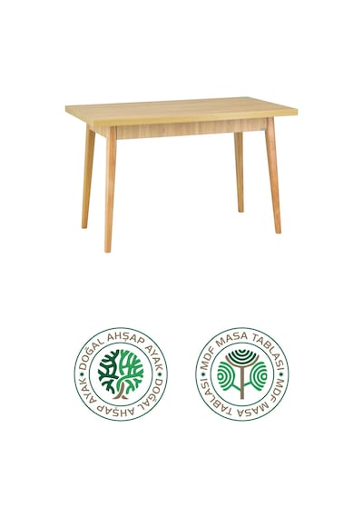 Vilinze Avanos Sabit Naturel Ahşap Mdf Mutfak Masası - 70x120 Cm
