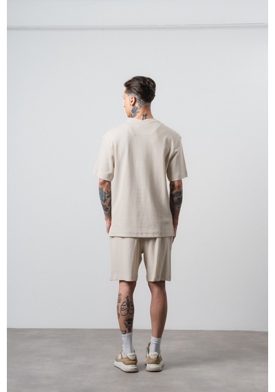 Erkek Countryman Nakışlı Regular Fit T-shirt Şort Takım Bej