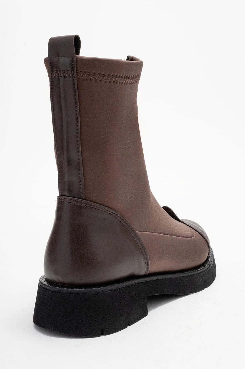 Luvishoes Luvi Shoes Martos Kahverengi Cilt Streç Önden Fermuarlı Kadın Bot Kahverengi Deri