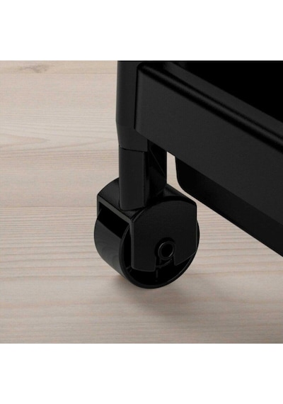 Omaş Household Product Siyah Tekerlekli Dikdörtgen 3 Katlı Raf Ünitesi - Banyo Mutfak Düzenleyici Organizer Siyah